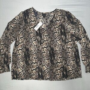 NWT Worthington Snake Print Blouse XXL Sheer Chiffon Reputation Flowy Reptile